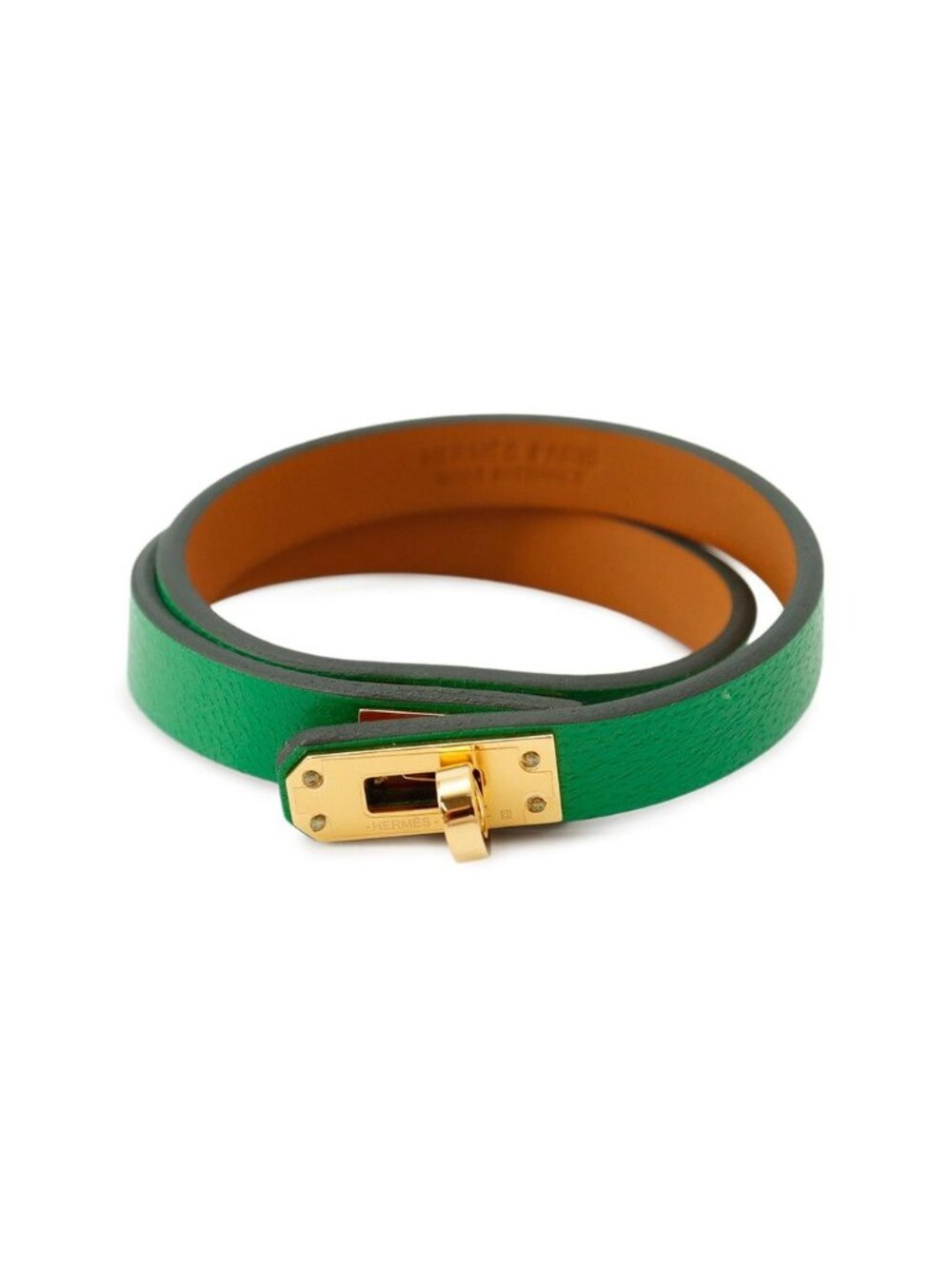Hermes Bracelet Mini Kelly Double Tour Bamboo Gold Chevre Misor T2